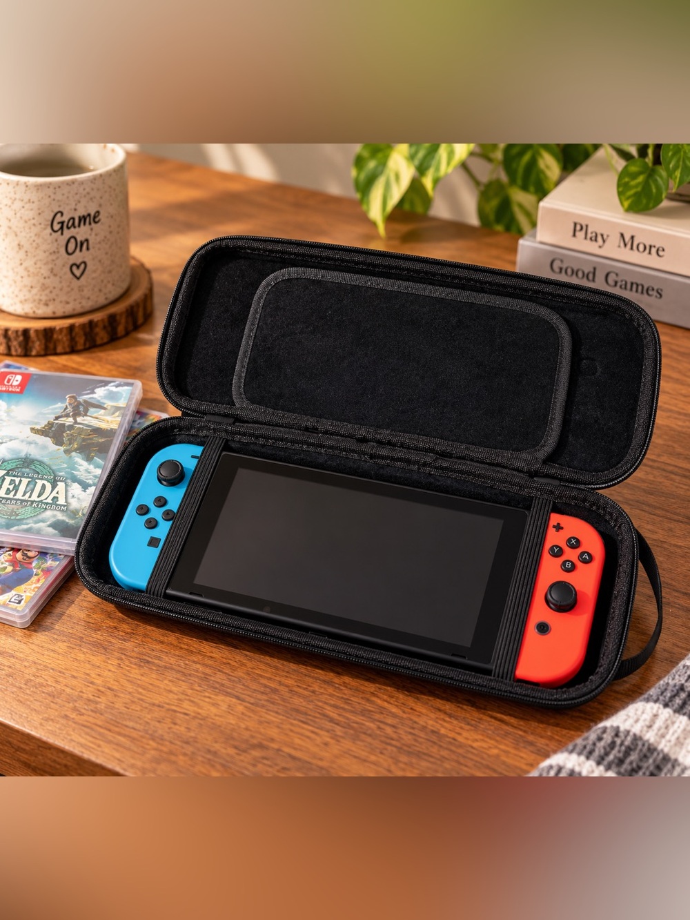 Nintendo Switch Hard Shell Carrying Case Black Game Storage Brand New